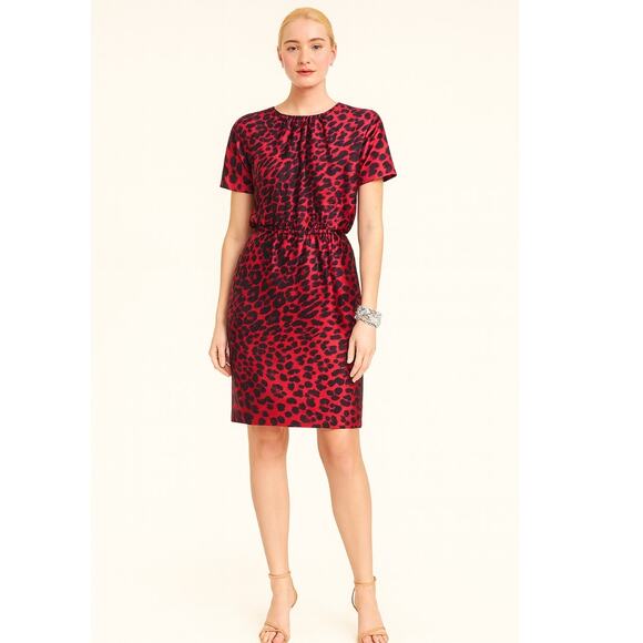 St. John Silk Leopard Print Sheath Dress New Without Tags 2 - Picture 1 of 8